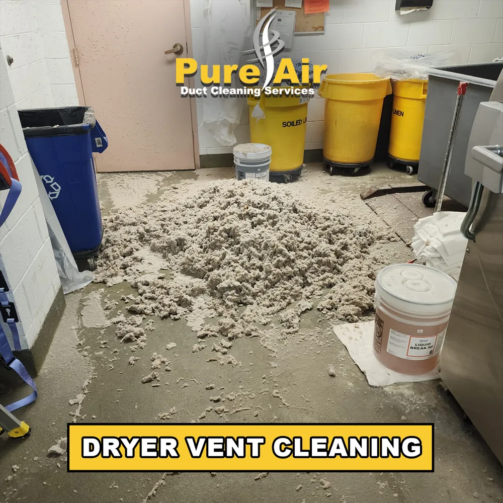 Pile of lint removed during a commercial dryer vent cleaning